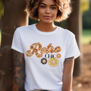 Camiseta com estampa floral retrô: camiseta estilo anos 70, camiseta vintage com estampa floral