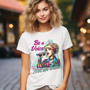 Be a voice not an echo t shirt, Inspirational quote tee, 80s retro fashion t, Empowering clothing, Mental health shirt, Motivational top