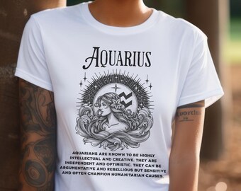 Aquarius star sign shirt, zodiac star sign t shirt, gift for aquarius, birthday present for astrology lover, astrologist tshirt