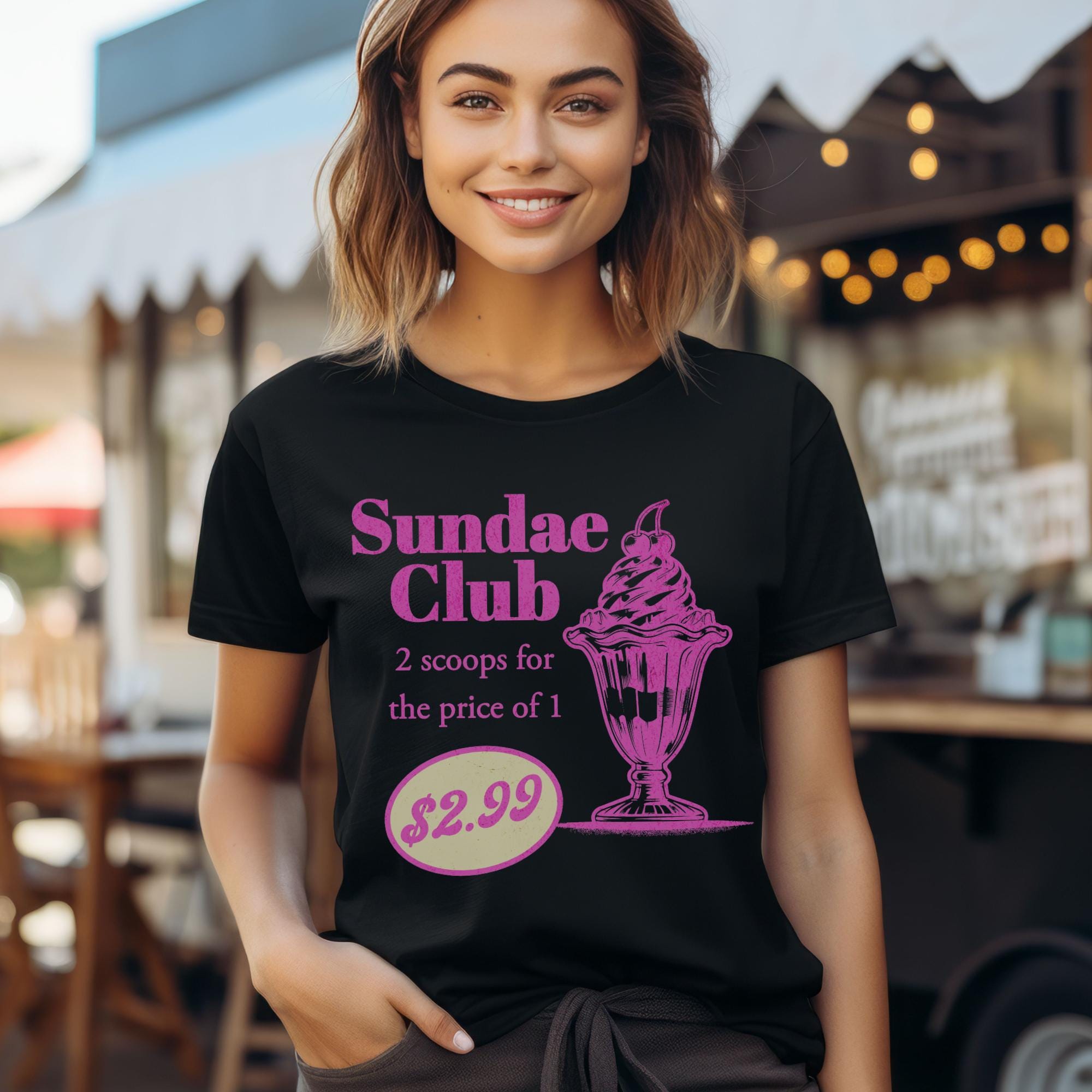 Retro Ice Cream Sundae Club Tee - Vintage Advertisement T-shirt - Etsy