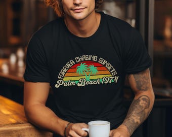 Retro Sunset Graphic Tee: 70s Beach Surf T-Shirt
