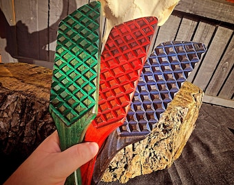 Paleta de madera de doble cara hecha a mano para nalgadas – Textura lisa y de gofre – Paleta de impacto de madera dura – Hecha a pedido