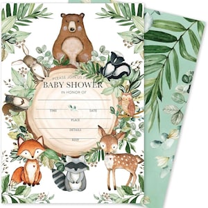 Einladungen zur Babyparty im Wald