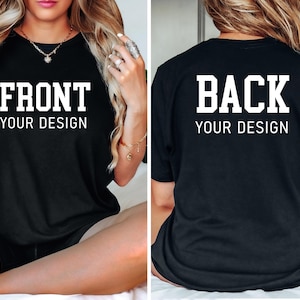 Camiseta de diseño personalizado, crea tu propia camiseta, camiseta con diseño personalizado, prenda con diseño frontal y trasero, añade tu diseño, crea tu propia camiseta imagen 1