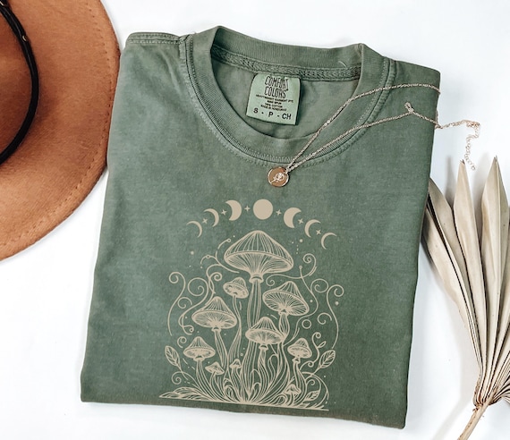 Comfort Colors® Mystical Mushroom Shirt,Forestcore Apparel, Moon Phases Outfit, Moon Child Apparel, Celestial Tshirt, Spiritual Shirt, M2239
