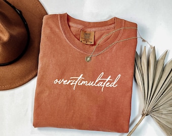 Comfort Colors® Overstimulated Tshirt, Sarcastic Shirt, Weirdcore Clothing, Ironic Shirt, Anxiety Tee, Mental Health Shirt, Mom Life Tshirt