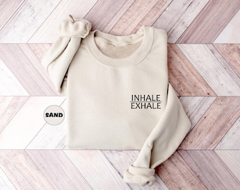 Sudadera «Inhala, exhala», sudadera con capucha para meditación, sudadera relajante, regalo para instructor de yoga, ropa de gimnasio, camiseta Namaste, regalos navideños inspiradores