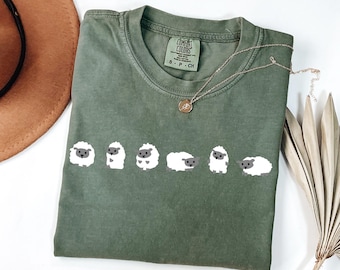 Comfort Colors® Sheep Apparel, Cute Animal Tshirt, Cottagecore Shirt, Farm Life Outfit, Lamb Outfit, Animal Lover Tee, Nature Lover Tshirt