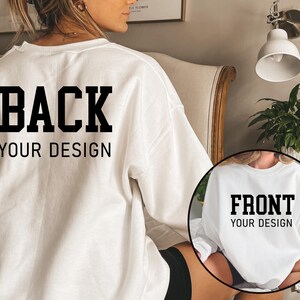 Camiseta de diseño personalizado, crea tu propia camiseta, camiseta con diseño personalizado, prenda con diseño frontal y trasero, añade tu diseño, crea tu propia camiseta imagen 3