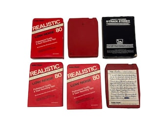 6 LOT Vintage Realistic Radio Shack 8-Track Tapes Recordings Some Blank