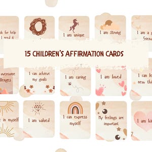 15 positieve affirmatiekaarten voor kinderen| Afdrukbare bevestigingskaarten| digitale download| boho| klaslokaal| dagelijkse affirmaties | meerdere talen