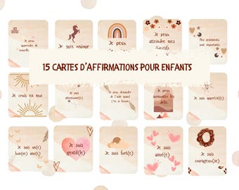 15 cartes d'affirmations positives pour enfants | Cartes d'affirmations imprimables| Téléchargement numérique | Style bohème | Salle de classe