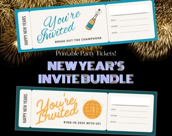 New Year's Eve Party Invitation Bundle, 20 Styles (Instant Download)