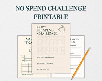 30-Day No Spend Challenge Printable | Savings Tracker (Digital Download)