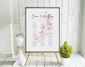 Floral Wedding Seating Chart Template – Minimalist, Modern (EDITABLE, Digital Download)