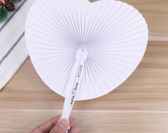 Folding Fan - Heart Shaped Fan - Wedding Party Gift - Personalized Fan - Wedding Fan - Gift