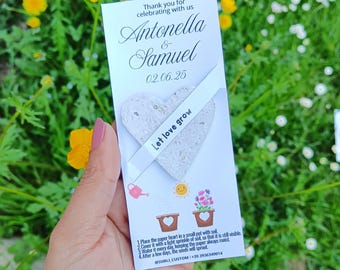 Corazones plantables con etiqueta personalizada: regalos de boda ecológicos, papel con semillas, flores regalos sostenibles y biodegradables