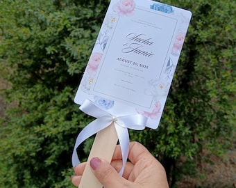 Customizable Wedding Program Fans - Blade Fan - Modern Wedding Program - Wedding Ceremony Timeline - Wedding Fans