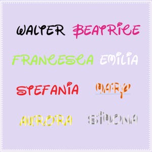Adesivo con nome personalizzato - Vinile adesivo con font caratteri Disney - Decalcomania per bicchieri - Personalizzato per borraccia