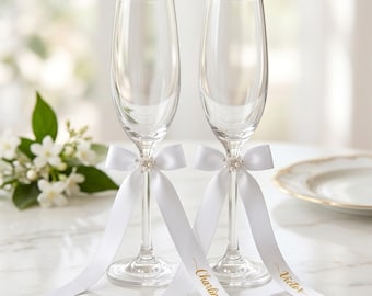 Cinta de satén personalizada para bodas, cinta con nombre para recuerdos de boda, tarjetas de mesa y decoraciones.
