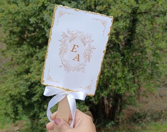 Customizable Wedding Program Fans - Blade Fan - Modern Wedding Program - Wedding Ceremony Timeline - Wedding Fans