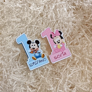 Magneti per compleanno - Magneti Minnie Baby personalizzati - Magneti personalizzati per Battesimo - Segnaposto - Bomboniera - Gadget