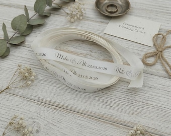Cinta de raso personalizada con impresión: regalos, detalles para fiestas, bodas, cumpleaños, bautizos, pasteles, ramos y decoración