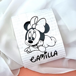 Personalisierter Vinyl-Aufkleber, inspiriert von Minnie Disney – Personalisieren Sie Ihren Namen – Wasserflaschen-Aufkleber – personalisierter Aufkleber