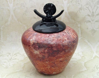 Saggar Fired Lidded Jar or Cremation Urn