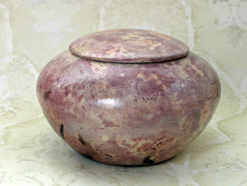 Saggar Fired Lidded Jar or Cremation Urn