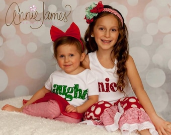Kids Christmas Shirt, Holiday Photo Cards, Sibling Shirt Set, Naughty or Nice Shirts, Christmas Pajamas, Christmas Cards, Family Shirts