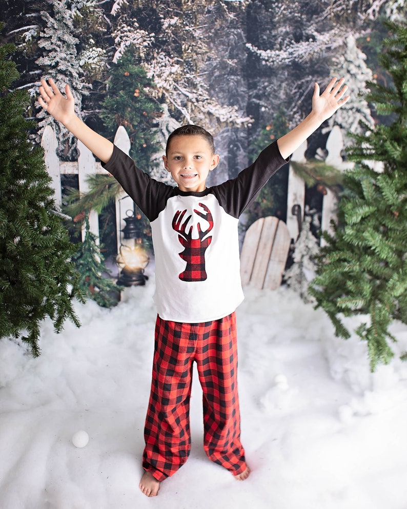 Buffalo Plaid Flannel Pants Kids Christmas Pajamas