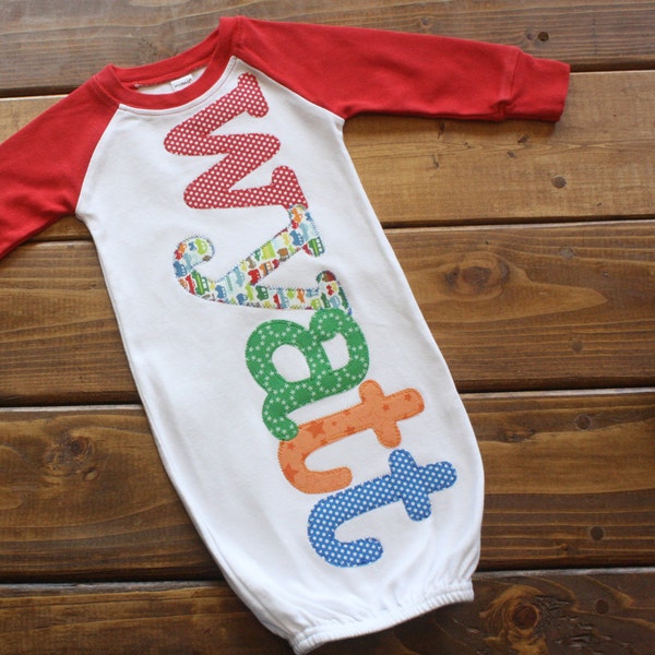 Personalized Newborn Gown Boy | Car Theme Baby Shower Gift | Baby Gown with Name