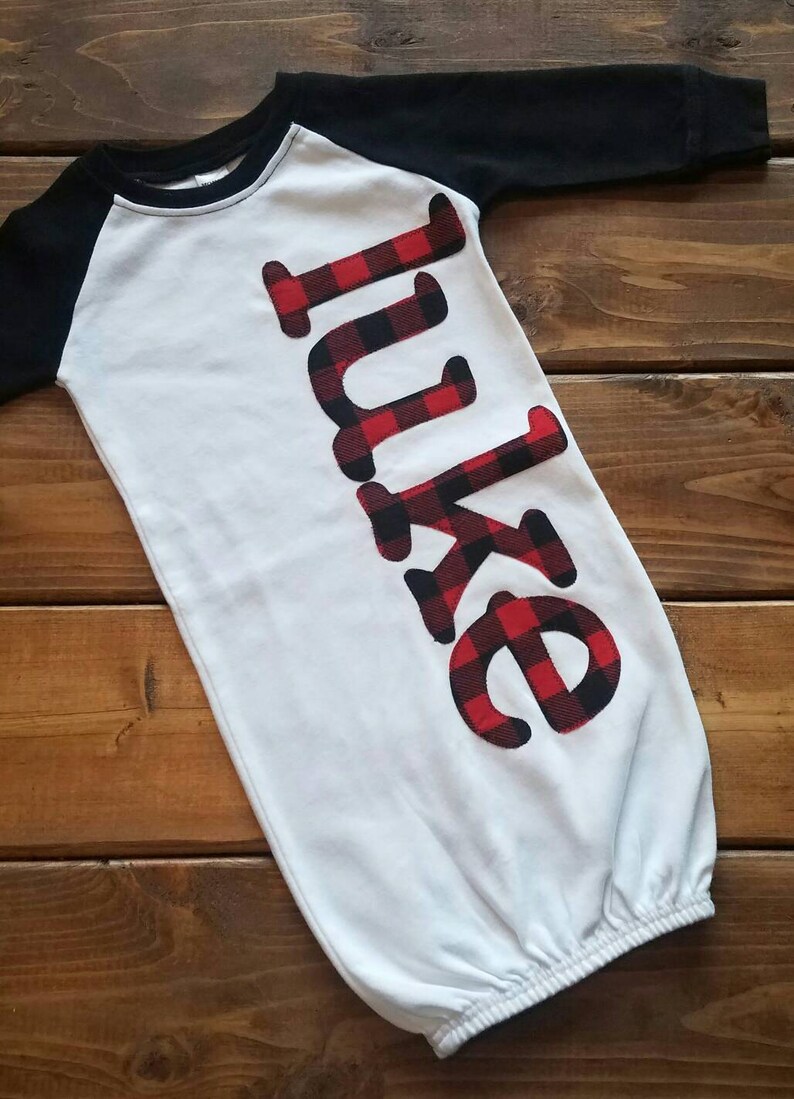 buffalo plaid baby gown