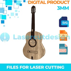 ギターミニバーレーザーカットファイル | 3 mm SVG DXF AI (デジタルダウンロード)
