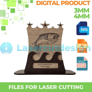 Laser Cut Carp Trophy: Fishing Award File (SVG, DXF, AI) for 3-4mm Material