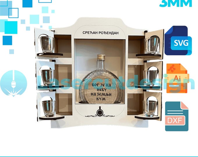 Mini Dxf Mini Bar Laser Cut File | Wooden Bottle Holder SVG, DXF, AI (digital ...