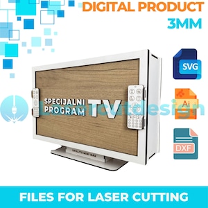 TV Mini Bar SVG  Laser Cut File, Television Liquor Cabinet Plan, 3mm Wood Laser Design, TV Bar Digital Pattern