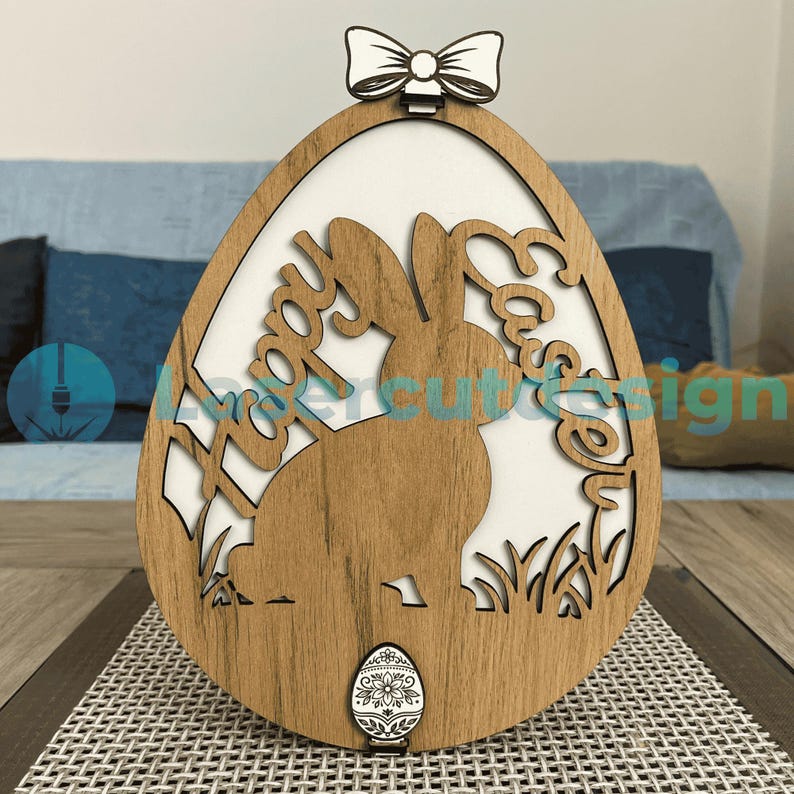 Easter Bunny Box SVG Laser Cut File | 3mm Rabbit Egg Gift Box (digital ...