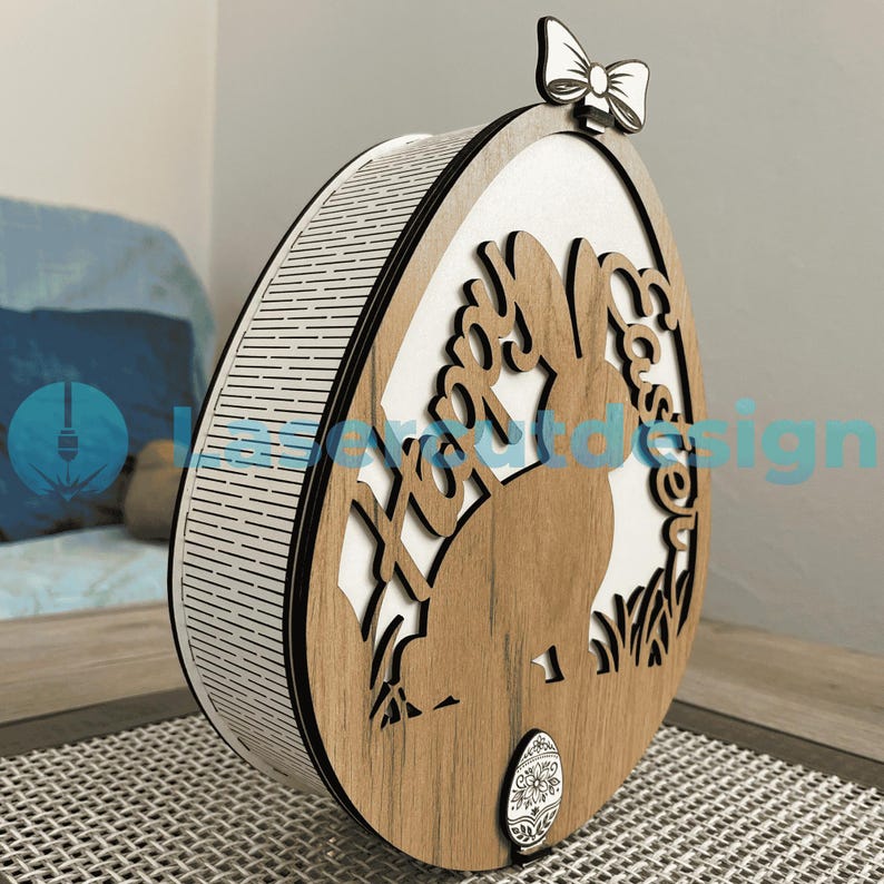 Easter Bunny Box SVG Laser Cut File | 3mm Rabbit Egg Gift Box (digital ...