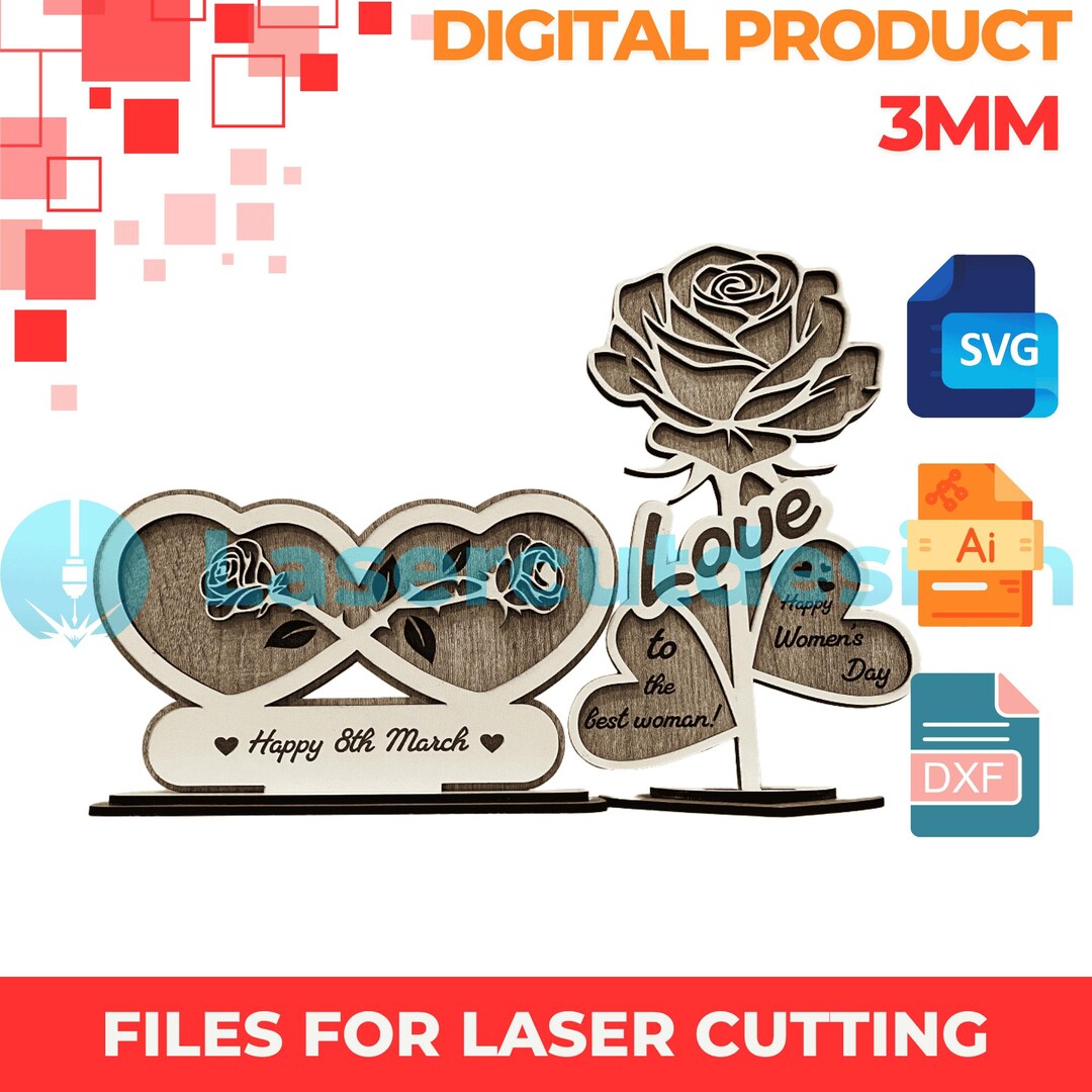 Two Types of Roses | Files for Laser Cutting | SVG,DXF,AI Files | 3mm ...