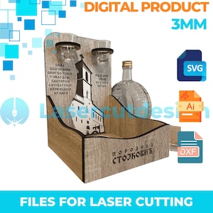 Portable Mini Bar Ostrog | Laser Cut Mini Leiste | Mini-Bar | Dateien zum Gravieren | Laser Schnitt | 3mm