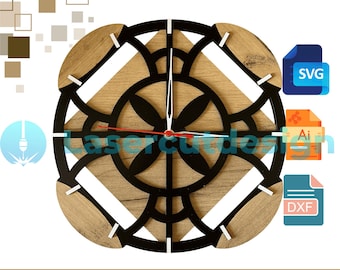Geometric Wall Clock Laser Cut Files – SVG, DXF, AI Templates (Digital Download)