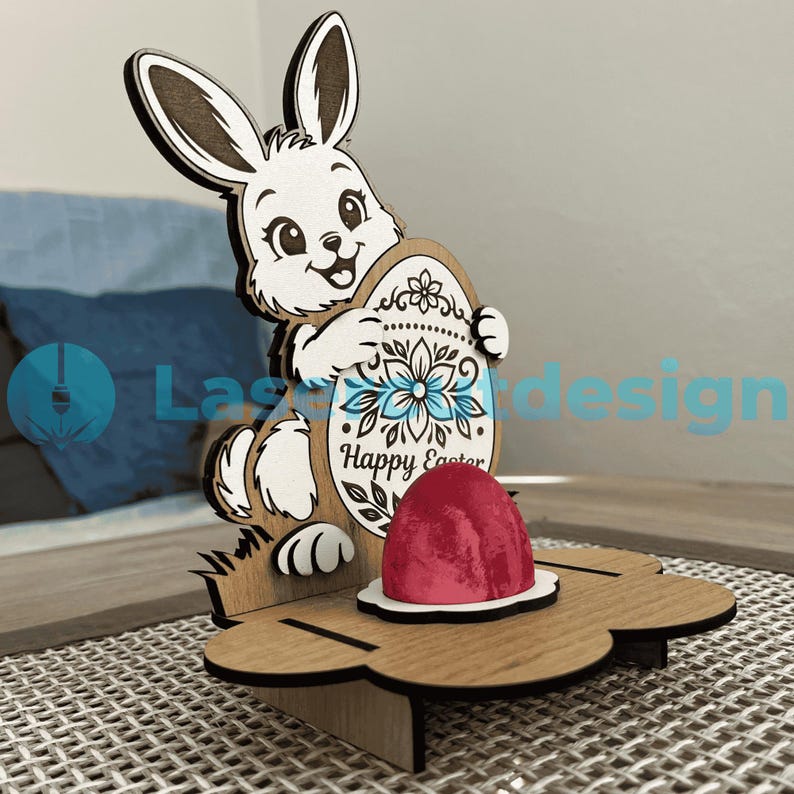 Easter Bunny Egg Holder SVG | Rabbit Egg Stand Laser Cut File 3mm ...