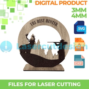 Jagdauszeichnung | Laser Plotterdatei Hirsch | Laser Cut Dateivorlage | Dateien für Laser Hunters Award | 3mm | 4mm