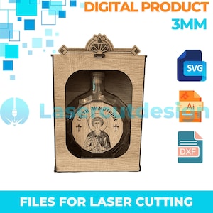 Tragbare Flaschenbox - Dateien für tragbare Flaschenkisten für Laserschnitt I Flaschenbox | Flaschenkiste Muster Geschenk | Dateien für die Gravur 3 MM