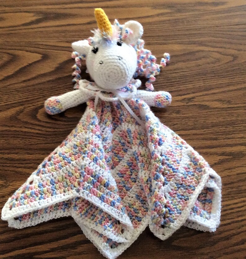Crochet Unicorn Lovey Blanket Etsy