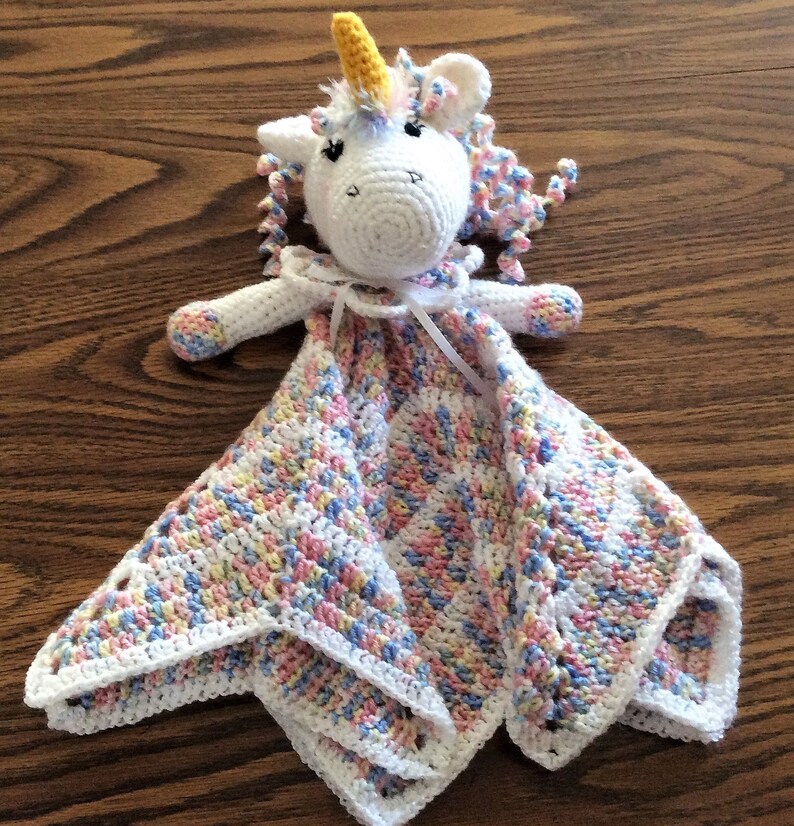 Crochet Unicorn Lovey Blanket Etsy