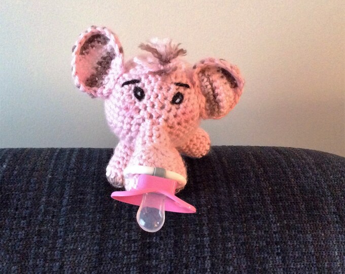 Crochet Pink Elephant Pacifier Holder Etsy