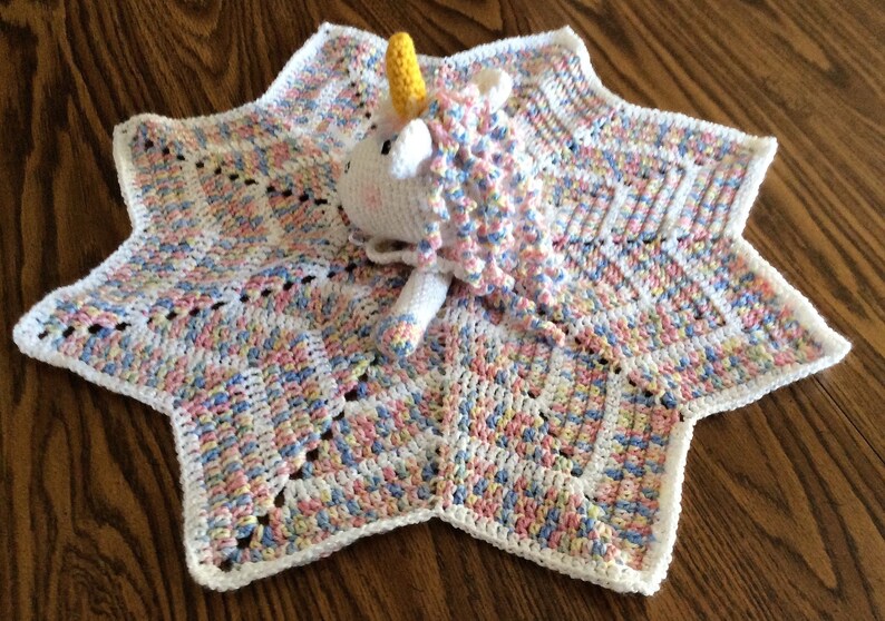 Crochet Unicorn Lovey Blanket Etsy